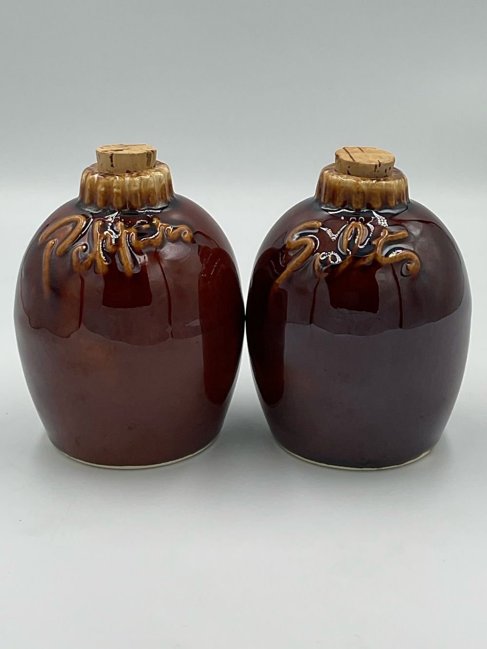 Vintage Hull Brown Drip “Jug” Salt & Pepper Shakers